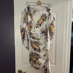 Brand new with tags. ASOS floral dress long sleeve with side sash